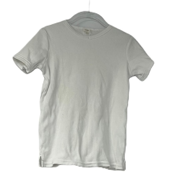 Lil legs boys ribbed sz 6y white short sleeve tee casual classic neutral fun - Picture 1 of 6
